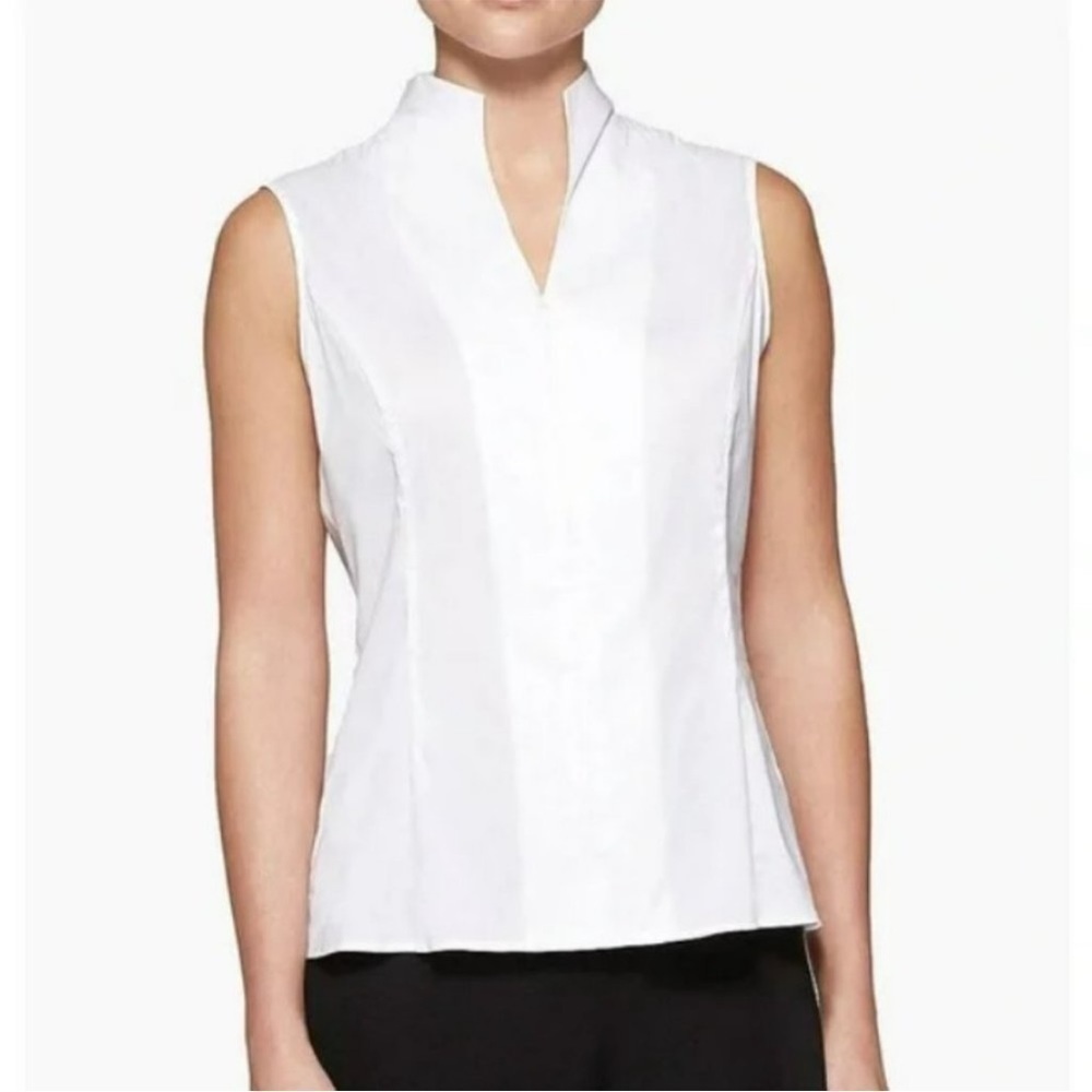 Ming Wang NWT White Zip Front Top‎